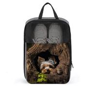 A Little Yorkshire Terrier Nestled in A Tree Hole Shoe Bags Foldable Breathable Portable Shoe Puches Organizer Stylish Expandable Packing Travel Shoes Bags for Sneakers Gym Luggage Closet