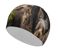 A Little Yorkshire Terrier Swim Caps High Elasticity Swim Cap for Women and Men Waterproof Swim Hats Keep Hair Dry Perfect for Pool, Beach, Lap Swimming