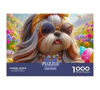 A Lively Dog Puzzles 1000 Piece for Adults And Kids Cute Pet Dog Challenge High Difficulty Family Puzzle Game Relaxing Decor Gift Beautiful Decoration 70x50cm/1000pcs