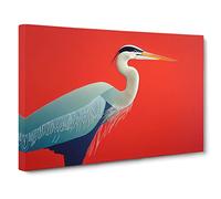 A Lively Heron Bird Canvas Print | Gallery Wrapped 30mm Frame Wall Art | 30x20 inches | Ready to Hang | Contemporary Animals Picture | Living Room Bedroom Lounge Office