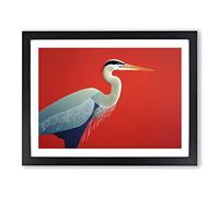 A Lively Heron Bird Framed Print | A2 Black Framed Wall Art | Ready to Hang | Modern Animal Picture | Living Room Bedroom Lounge Office