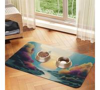 A Lively Little River Pet Feeding Mat Dog Cat Eating Food Absorbent Leather Tablecloth for and Water Bowl Waterproof No Stains Quick Dry Non-Slip 23.62 * 15.75IN