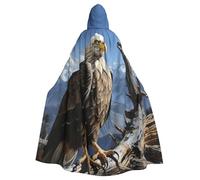 A Lone Eagle Hooded Cloak for Women Men Halloween Hooded Robe Renaissance Hoodies Cape Cosplay Costumes Black