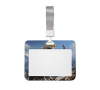 A Lone Eagle ID Badge Holder with Lanyard ID Card Holders Waterproof Plastic Name Card Case Sliding ID Protector Pouch Name Tag Holders for Office Work Business