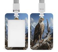 A Lone Eagle ID Badge Holder with Lanyard Vertical Plastic Card Case Protector Pouch with Clear Window Detachable Name Tag Clips for Nurse Doctor Teacher Office Use