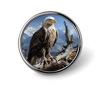 A Lone Eagle Lapel Pin Exquisite Fashion Brooches Personalized Button Badge Novelty Unique Cute Button Pins Round Badge Pin Metal Brooch Pins for Backpack Bags Jacket