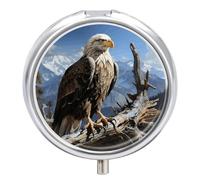A Lone Eagle Pill Organizer 3 Compartment Small Pill Case Round Medicine Organizer Box Portable Travel Pill Box and Vitamin Containers for Supplement Fish Oil Planner