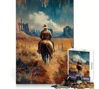 A Lone Rider in The Desert 1000 Piece Jigsaw Puzzle for Adults Logic Play Smooth Thick Family Enjoyable Home Art (50x75cm)