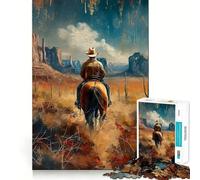 A Lone Rider in The Desert Jigsaw Puzzles for Adults 1000 Pieces Think Smart Smooth Joint Home Activity Christmas Surprise (38x52cm)