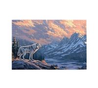 A Lone Wolf In The Snow-Capped Mountains 1000 Piece Jigsaw Puzzles For Adults Wooden Puzzles For Adults Gifts Home Decor