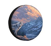 A Lone Wolf In The Snow-Capped Mountains Spare Tire Cover Wheel Tire Covers,Waterproof Dust-Proof Tire Covers Protector Universal Fit For Trailer Rv Suv Truck Camper 14 Inch
