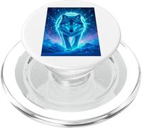 A lone wolf stands beneath shimmering auroras PopSockets PopGrip for MagSafe