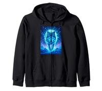 A lone wolf stands beneath shimmering auroras Zip Hoodie