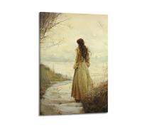 A Lonely Girl Painting Vintage WomanCover Poster Art Canvas Gift for Friends Or for Your Own Use Bedroom Living Room Decoration AestheticFrame-style 16x24inch(40x60cm)