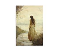 A Lonely Girl Painting Vintage WomanWall Decoration Posters Motivational Wall Posters Suitable for Office Gym Bedroom Decoration AestheticUnframe-style 24x36inch(60x90cm)