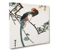 A Long tailed Bird by Utagawa Hiroshige Canvas Print | Gallery Wrapped 30mm Frame Wall Art | 14x14 inches | Ready to Hang | Asian Animals Picture | Living Room Bedroom Lounge Office