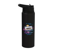 A Look into The Future Cyber Cassette SciFi Technology Design Stainless Steel Insulated Water Bottle