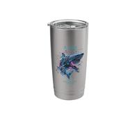 A Look into the Future Cyber Shark SciFi Shark Technology Design Stainless Steel Insulated Tumbler