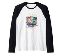 A Look into The Future Cyber TV SciFi Design Raglan Baseball Tee