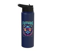 A Look into the Future Futuristic Cat SciFi Cat Design Stainless Steel Insulated Water Bottle