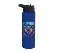 A Look into the Future Futuristic Cat SciFi Cat Design Stainless Steel Insulated Water Bottle