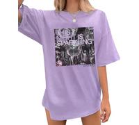 A Lot Going On at The Moment T Shirt Oversized Country Music Concert for Women Loose Nashville Music Lover Shirts, Purple, M