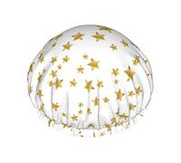 A Lot Of Star Gold Waterproof Shower Cap,Elastic Bathing Hair Cap Environmental Protection Hair Bath Caps, Double WaterproofBathing Shower Hat