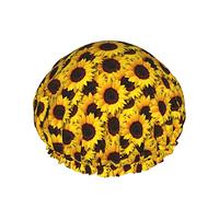 A Lot Of Sunflower Flowers Reusable Elastic Bath Waterproof Shower Cap For Womens, Caps For Girls Spa Home Use,Hotel And Hair Salon