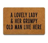 A Lovely Lady Her Grumpy Old Man Live Here Front Doormats Heavy Duty Doormat Absorbent Floor Mats For Garden Patio Patios 40 X 60Cm