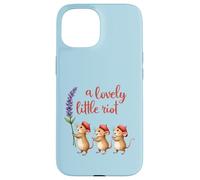 A Lovely Little Riot Cute Mice Lavender Whimsical Animal Des Case for iPhone 15