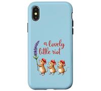 A Lovely Little Riot Cute Mice Lavender Whimsical Animal Des Case for iPhone X/XS
