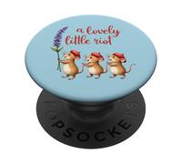 A Lovely Little Riot Cute Mice Lavender Whimsical Animal Des PopSockets Adhesive PopGrip