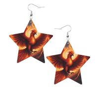 A lovely phoenix Prints Leather Star-Shaped Earrings Lightweight And Stylish Accessories For Parties Dances And Everyday Life.