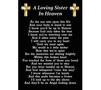 A Loving Sister In Heaven Memorial Graveside Funeral Poem Keepsake Card Includes Free Ground Stake F231