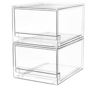 A-LuGei 2 Pack Vanity Makeup Organiser, Stackable Acrylic Desk Drawer Organisers and Storage, Plastic Organisation Box for Bathroom Skincare Perfume Medicine Under Sink