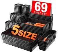 A-LuGei 【 】【 】 Tool Box Tray Divider Set, 【Black】 Desk Drawer Organiser, Cutlery Drawer Organiser, Garage Organisation and Storage Toolbox Tool Chest Cart Cabinet