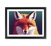 A Lush Fox Framed Print | A2 Black Framed Wall Art | Ready to Hang | Modern Animal Picture | Living Room Bedroom Lounge Office