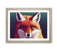 A Lush Fox Framed Print | A2 Oak Framed Wall Art | Ready to Hang | Modern Animal Picture | Living Room Bedroom Lounge Office