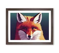 A Lush Fox Framed Print | A4 Walnut Framed Wall Art | Ready to Hang | Modern Animal Picture | Living Room Bedroom Lounge Office