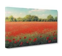 A Lush Poppy Field Flowers Canvas Print | Gallery Wrapped 30mm Frame Wall Art | 30x20 inches | Ready to Hang | Contemporary Floral Picture | Living Room Bedroom Lounge Office