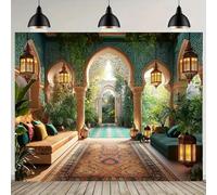 A luxurious palace wall background banner an elegant courtyard scene party decoration