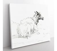 A Lying Sheep by Jean Bernard Vintage Canvas Wall Art Print Ready to Hang, Framed Picture for Living Room Bedroom Home Office Décor, 50x50 cm (20x20 Inch)