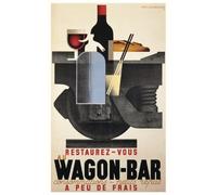 A.M. Cassandre "Wagon-Bar Canvas Print, Multi-Colour, 60 x 80 cm