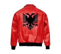 A&M Express Genuine Leather Jacket - 2 Headed Eagle Jacket Red, for Men and Women