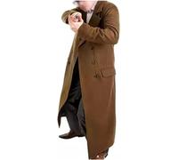 A&M Express Men's Dr Who Long Wool Brown Costume Coat 12 Series Velvet Trench Coat Traveller Cotton Coat Collection For Men