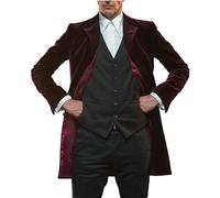 A&M Express Men's Dr Who Long Wool Maroon Costume Coat 12 Series Velvet Trench Coat Traveller Cotton Coat Collection For Men