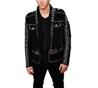 A&M Express Nick Jonas Black Studded Leather Jacket - Men's Slimfit Classic Suede Leather Jacket