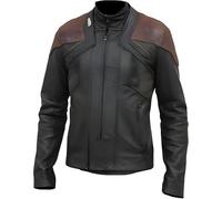 A&M Express William Riker Leather Jacket Mens - Burgundy Black Stand Collar Biker Cosplay Costume