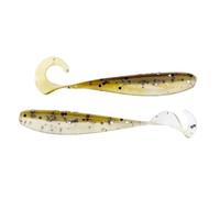 A.M. Fishing Curly Tail Jerkshad, Watermelon Red Chartreuse, 4", Made in USA, Garlic Scented, UV Reflective (Baby Trout)