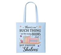 A&M Natural Living Book Lover Tote Bag, Book Lover Gifts For Women, 38cm x 42cm Lightweight Reusable 100% Cotton Shopper Bag for Bookworms, Readers, Teachers and Librarians
